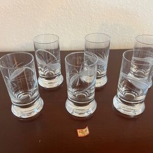 Etched Atomic Starburst Set of 6 1950s-60s Stemmed Cordial Glasses